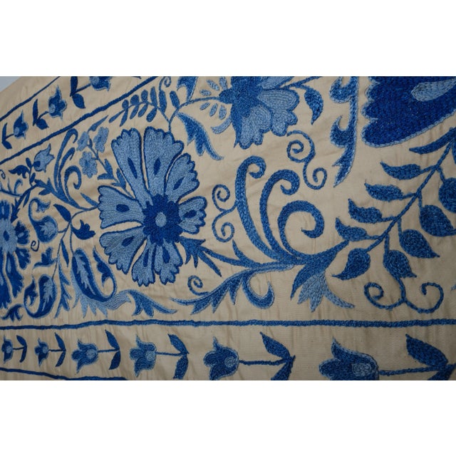 White Embroidered Suzani Table Runner For Sale - Image 8 of 10