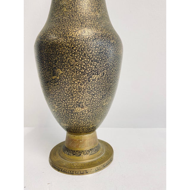 Tall Kashmiri Hand-Engraved Floor Vase For Sale - Image 9 of 10