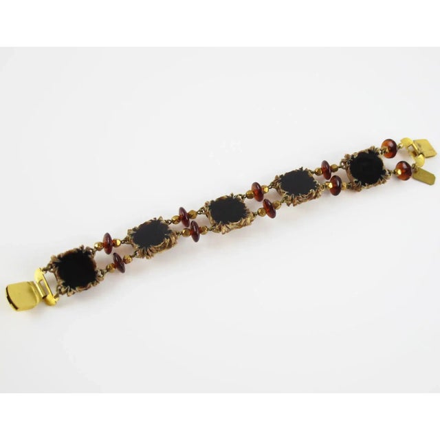 1960s Henry Perichon Talosel Resin Link Bracelet With Glass Beads For Sale - Image 5 of 10