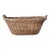 Antique French Country Wicker Laundry Basket With Wood Base For Sale
