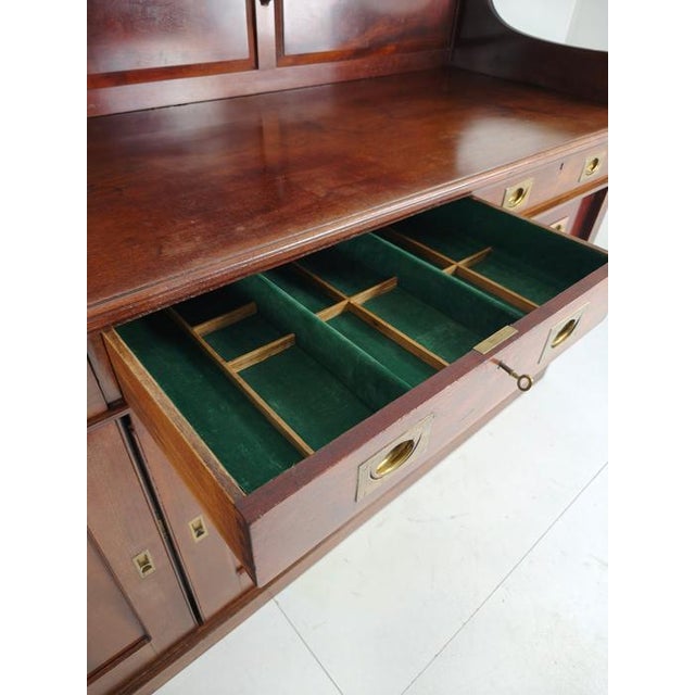 Wood English Campaign Mahogany Dresser or Sideboard with Brass Hardware, Early 20th Century For Sale - Image 7 of 18