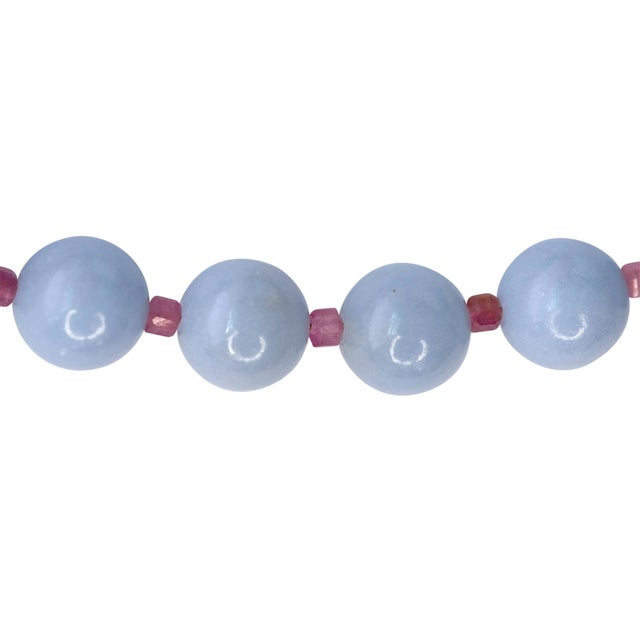 Angelite Tourmaline Alternating Necklace For Sale - Image 4 of 7