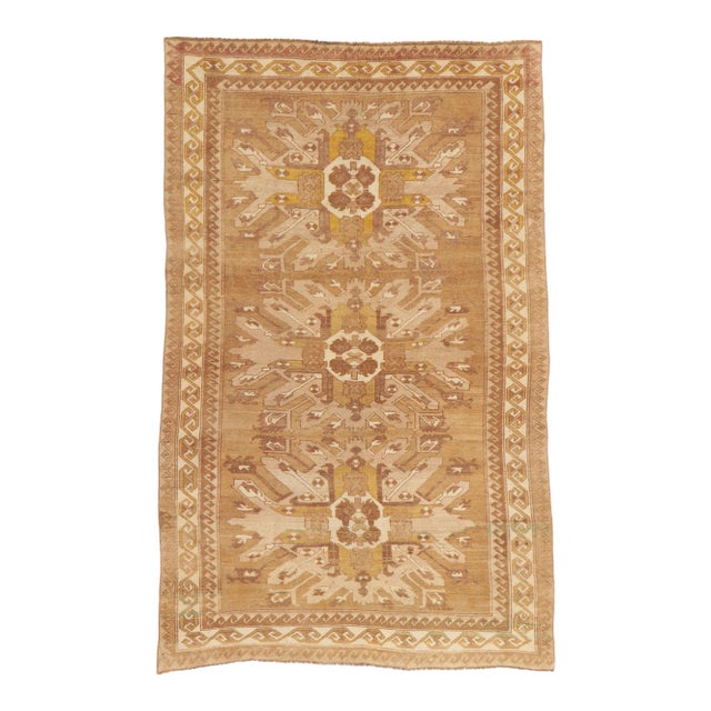 Earth-Tone Vintage Turkish Kars Rug, 05'07 X 09'00 For Sale