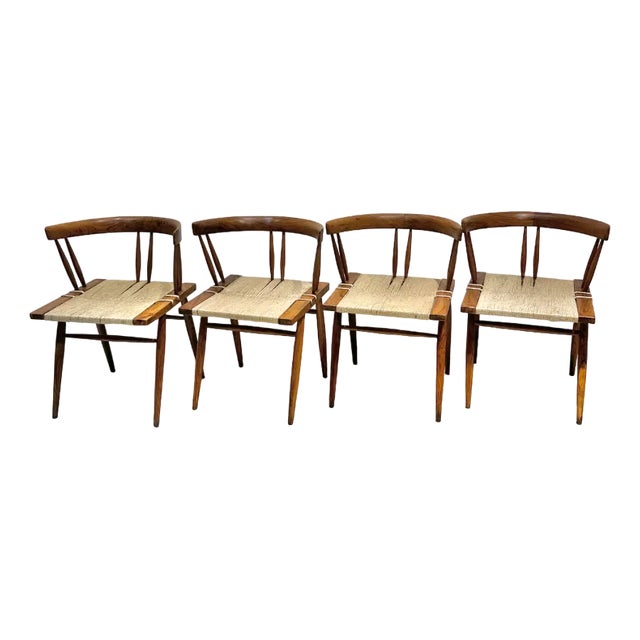 Seagrass Chairs by Georges Nakashima , 1960s, Set of 4 For Sale