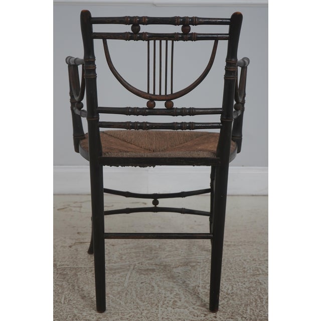 Pair of Antique Rush Seat Bamboo Sussex Type Chairs For Sale - Image 4 of 18