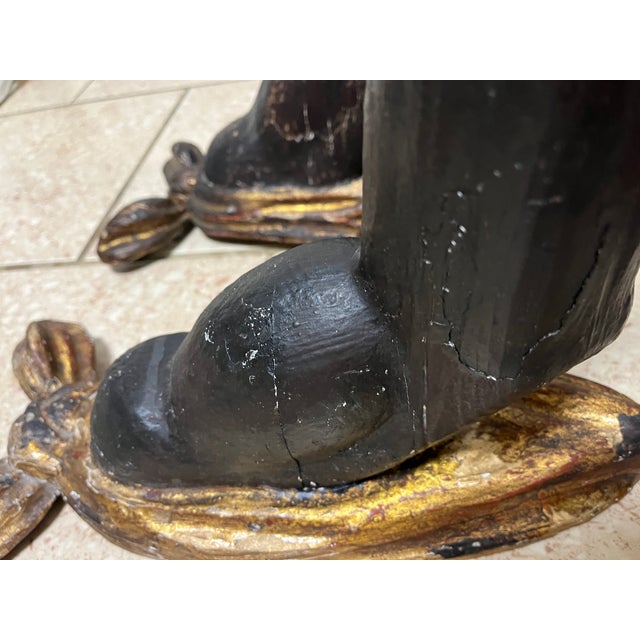 Black Antique Hand Carved Wooden Powerful Fists Wall Candle Sconces Salvaged Architecture For Sale - Image 8 of 18