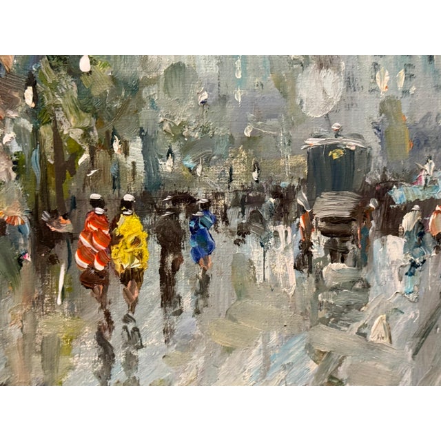 Paris Street Scene with Figures Parisian Street 20th Century Post-Impressionism 1975 Circa For Sale - Image 18 of 18