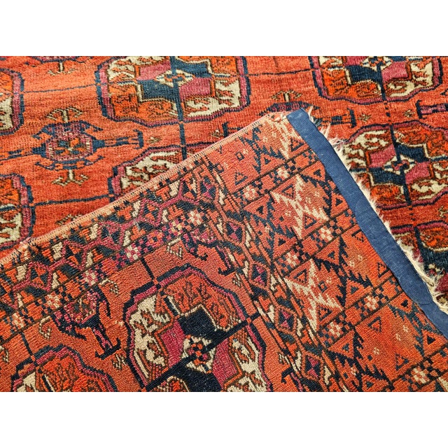 Tribal Vintage Turkmen Tekke in Allover Pattern in Red, Navy, Ivory, Blue, Pink For Sale - Image 3 of 18