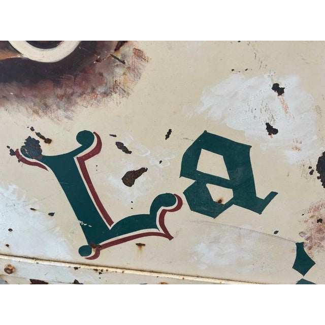 Paint 1930s French Provincial Antique Painted Metal Trade Sign 'La Poterie' For Sale - Image 7 of 10