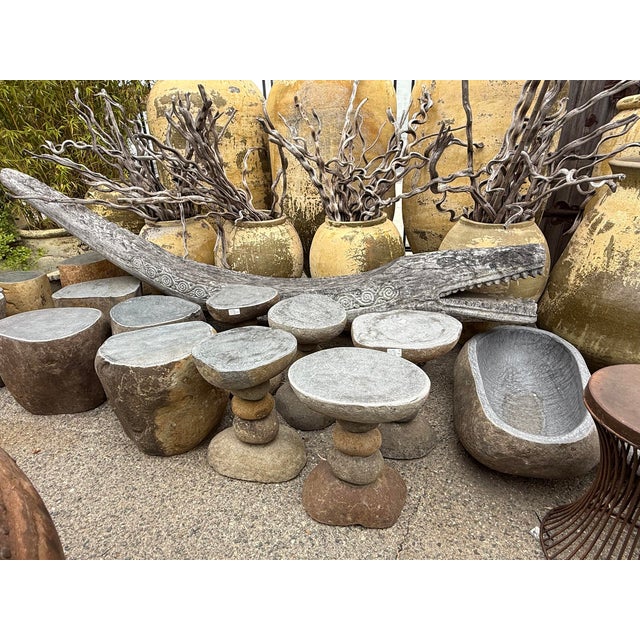 Stone River Rock Stacked Vintage Outdoor Stool Side Table For Sale - Image 7 of 8