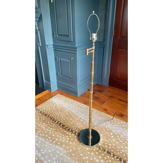 Brass Vintage 1980s Bamboo Form Brass and Chrome Floor Lamp For Sale - Image 8 of 13