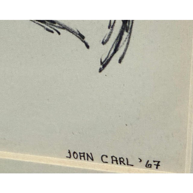 Expressionism Trumpet Player, Ink Drawing by Joan Carl Strauss For Sale - Image 3 of 7