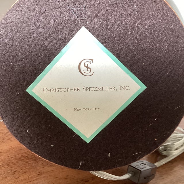 Elegant double-gourd table lamp by renowned ceramicist Christopher Spitzmiller, finished in his signature deep espresso...