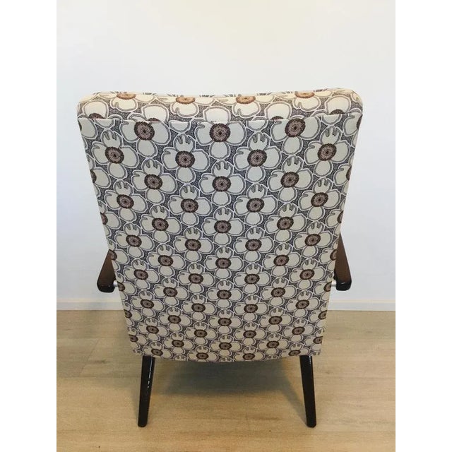 Brown Flower Patterned Armchair by Jaroslav Smidek, 1960s For Sale - Image 8 of 13