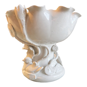 Vintage Blanc-De-Chine-Style White Porcelain Pedestal Compote