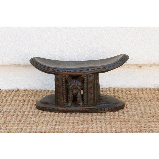 Finely Carved African Feline Bamus Stool For Sale In Los Angeles - Image 6 of 9