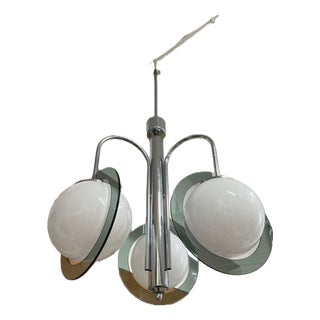 Vintage Space Age Steel and Glass Pendant Light, 1970s For Sale