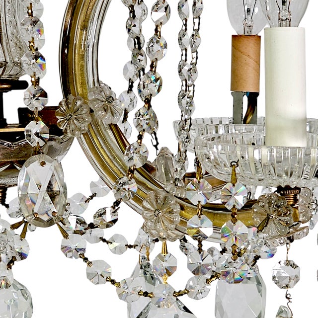 Mid-Century Italian 10-Arm Crystal Chandelier With Turkish Teardrop Prisms, c.1950s For Sale - Image 10 of 15