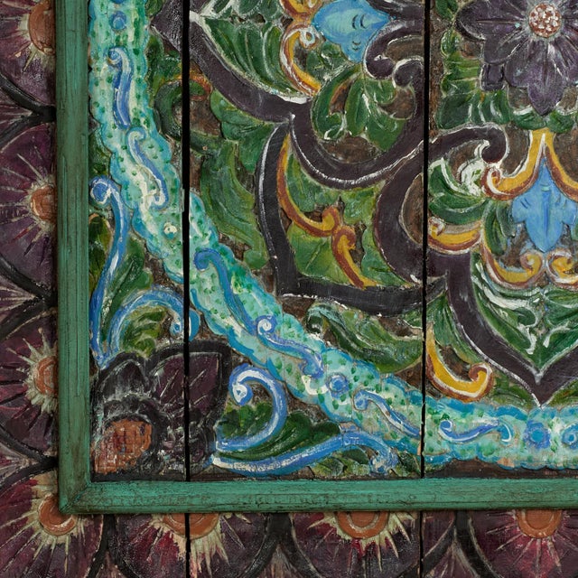 Antique Indian Carved and Painted Wall Hanging For Sale - Image 9 of 14