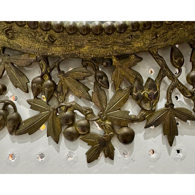 Superb 27” Pierced Bronze Beveled Sunburst Style Antique Victorian Wall Mirror For Sale - Image 11 of 12