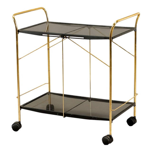 Vintage Foldable Serving Cart in Metal, Italy, 1980s For Sale