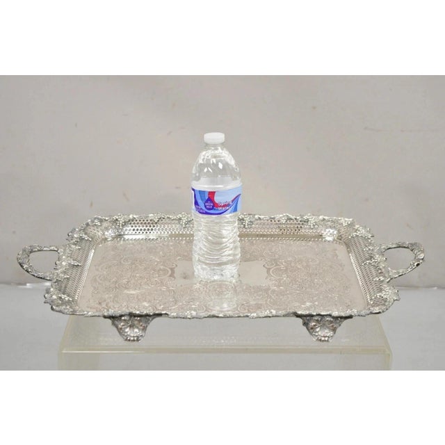 Antique Victorian Silver Plated Grapevine Repousse Platter Bar Tray w/ Monogram. Item features an illegible monogram to...