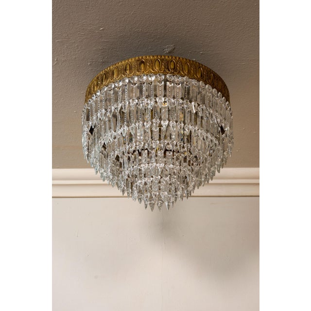 Empire Style Ceiling Light with 4 Bronze Lights and Hanging Drops, 1950s For Sale - Image 10 of 13