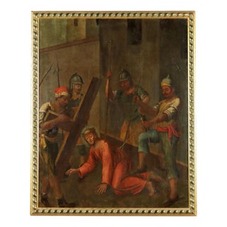 Jesus Falls During the Way of the Cross, Oil on Canvas For Sale