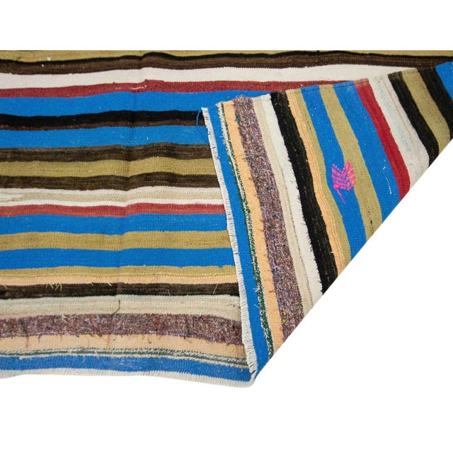 Mid 20th Century Mid 20th Century Colorful Striped Vintage Kilim Rug For Sale - Image 5 of 7