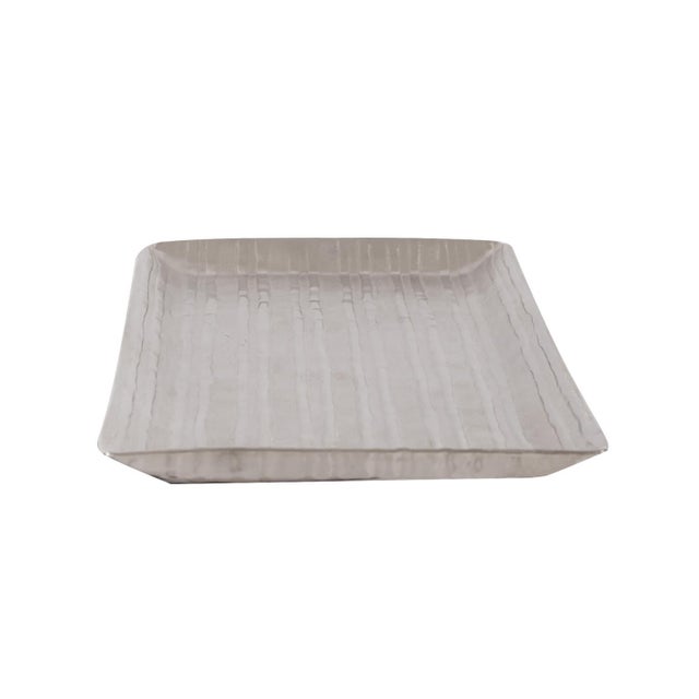 Contemporary Chiseled Silver Tray- Large For Sale - Image 3 of 8