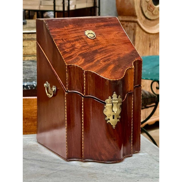 Georgian English Mahogany Knife Box W/ Brass Mounts, C. 1800 For Sale - Image 6 of 6