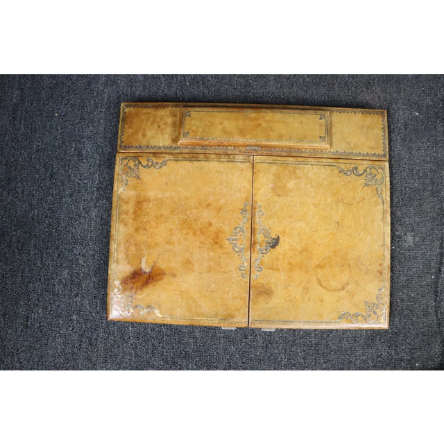 Tooled Leather Desk Topper For Sale - Image 11 of 11