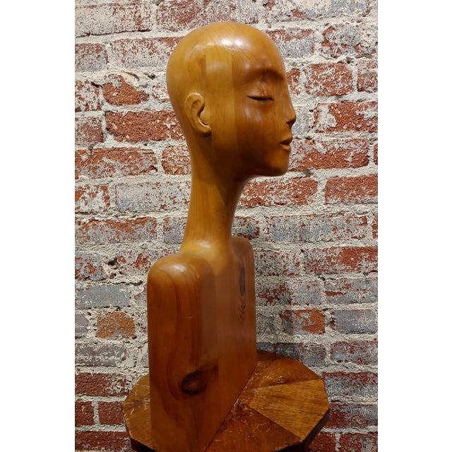 1930s Art Deco Carved Wooden Mannequin Busts-A Pair For Sale In Los Angeles - Image 6 of 12
