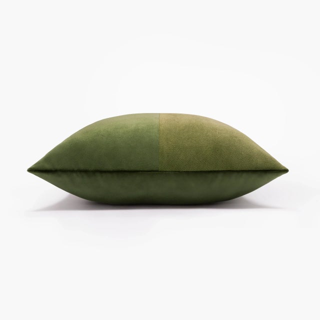 Double green velvet cushion cover by lorenza briola for lo decor the geometrical shape of this elegant cushion is adorned...