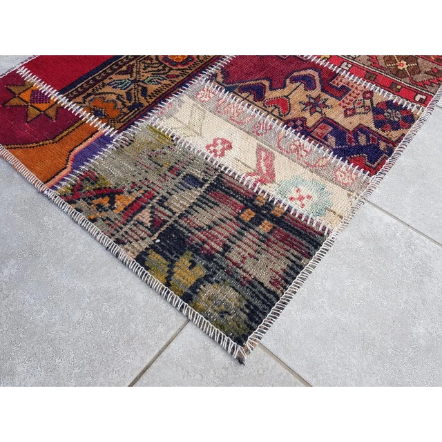 Mid 20th Century Red Oushak Anatolian Floral Runner For Sale - Image 6 of 10