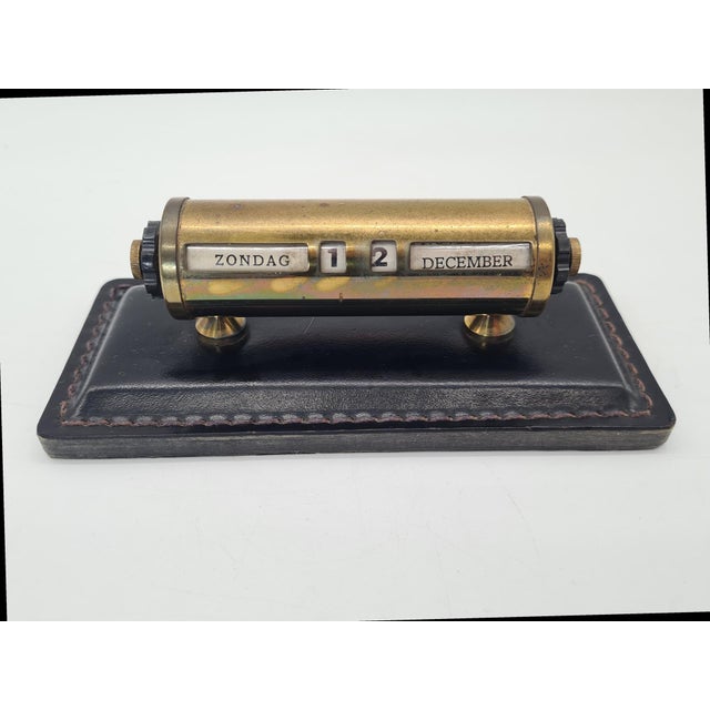 Black Vintage Dutch Perpetual Calendar Brass Desk Calendar, 1960s For Sale - Image 8 of 9
