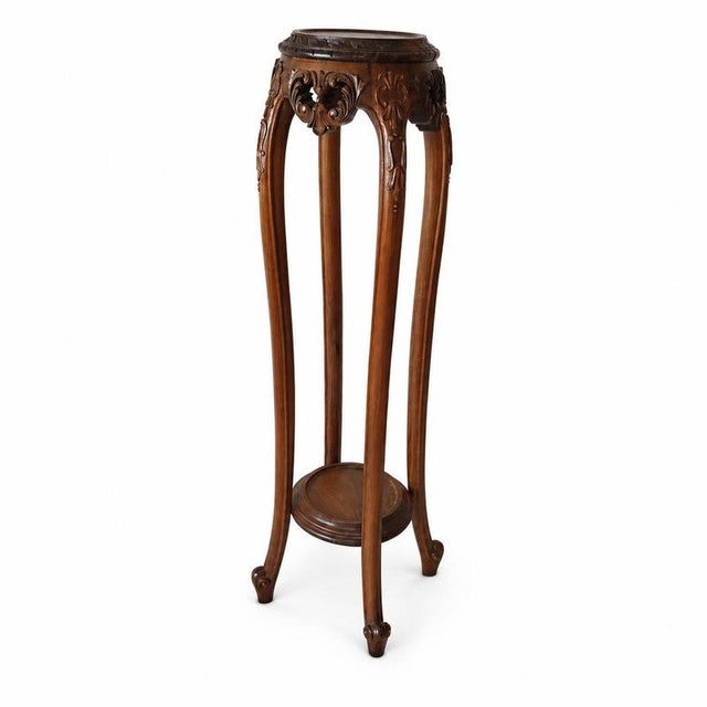 Antique carved wooden flower stand column - louis xv style - 19th century. Elegant column flower stand or display...