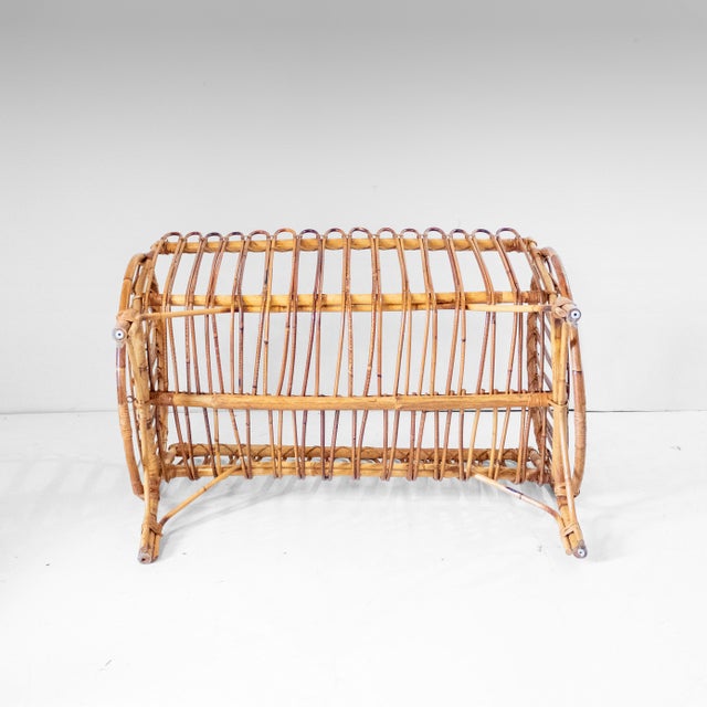Mid-Century Modern Bamboo Baby Cradle, Italy, 1960s For Sale - Image 6 of 16