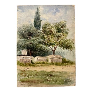Attributed to Frank Henry Mason Arles 1894 Garden Landscape Watercolor For Sale