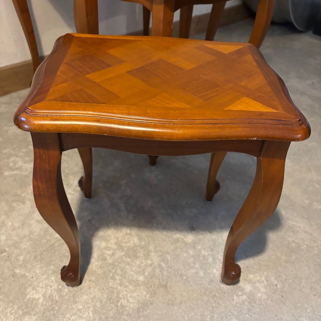 Wood Louis XV Style Nesting Tables in Cherrywood, Set of 3 For Sale - Image 7 of 8