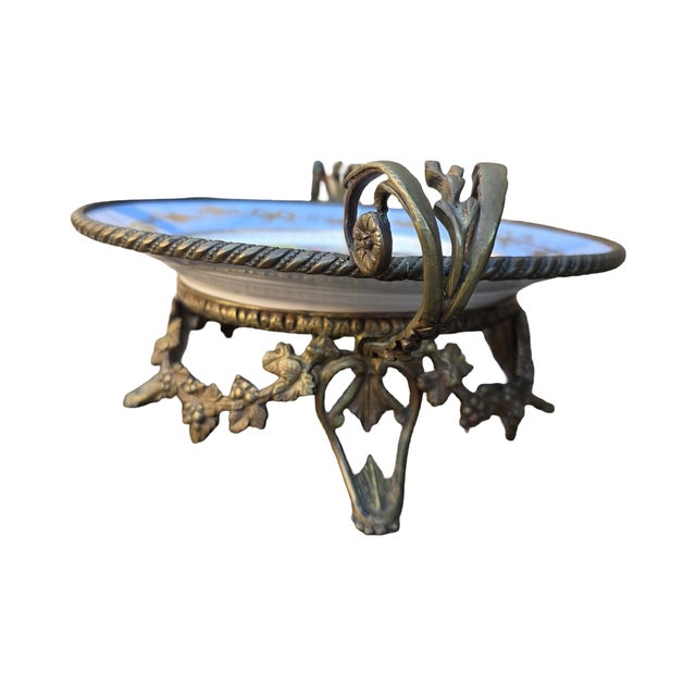 Antique French Château De Fontainebleau Porcelain & Gilt Bronze (Ormolu) Centerpiece Bowl For Sale - Image 4 of 9