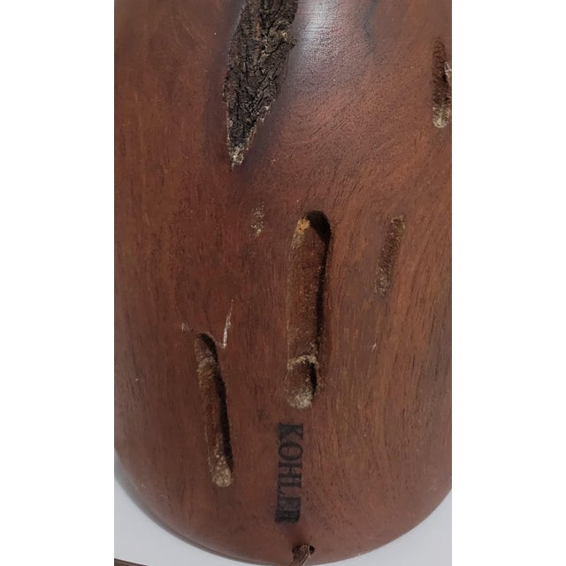 Vintage 1970s Kohler Sculptural Burl Wood Lamp With Pierced Copper Shade For Sale - Image 17 of 18