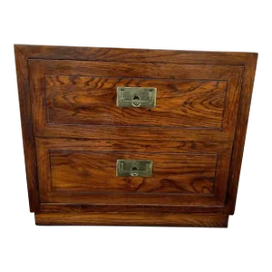 Late 20th Century Henredon Scene One 1 Campaign Nightstand or Small Chest With Brass Hardware