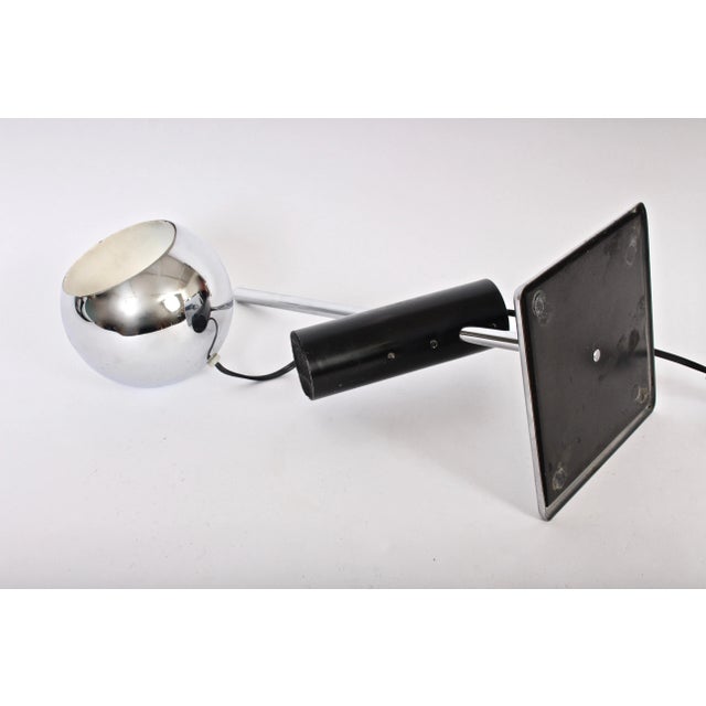Modern Angelo Lelli Style Adjustable Magnetic Chrome Desk Lamp with Chrome Ball Shade For Sale - Image 3 of 13