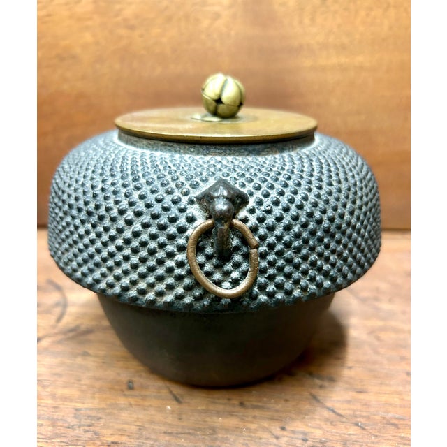 Late 19th Century Antique Japanese Cast Iron Tea Pots on Cast Iron Hibachi Stand For Sale - Image 4 of 12