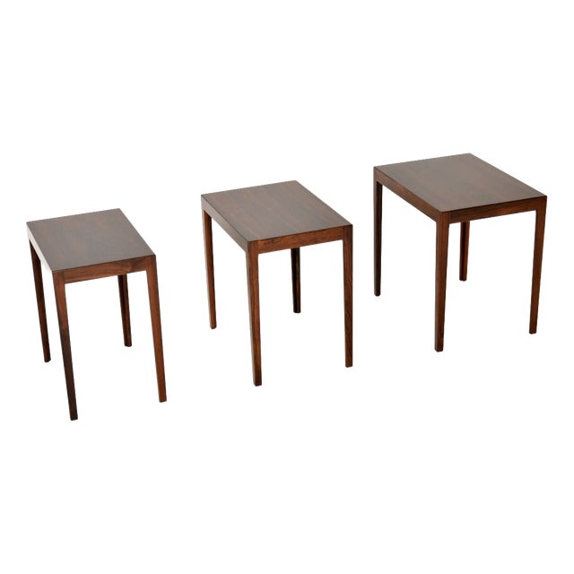 Vintage Danish Nesting Tables attributed to Rosengren Hansen, 1960, Set of 3 For Sale