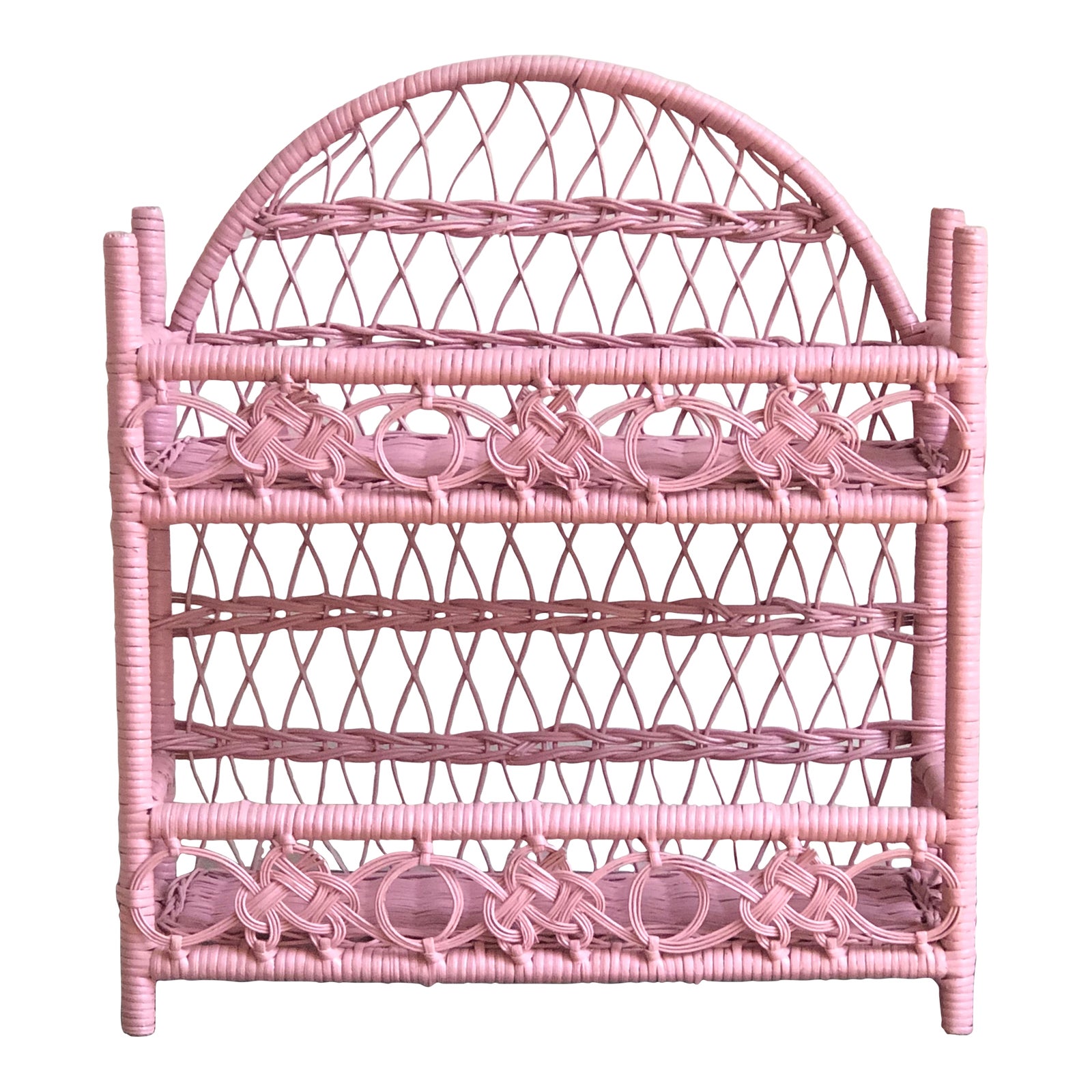 Vintage Mid20th Century Bubblegum Pink Wicker Wall Shelf Chairish