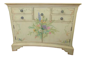Italian Style Cream Hand Paint Decorated Floral Sideboard