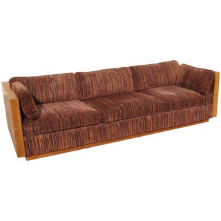 Modern Sofa With Brass Bands Sides and Back For Sale
