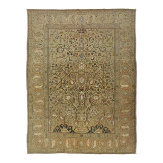 Antique Tehran Wool & Silk Rug by Rug & Kilim, Gold Tree of Life, 1900-1919 For Sale